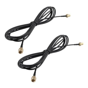 Imagem de Futheda 2 peças RP-SMA macho para RP-SMA fêmea cabo de extensão de antena WiFi montagem anteparo RG174 cabo coaxial 2 m/6,6 pés para roteador WiFi gateway FPV antena sem fio LAN cartão PCI câmera de