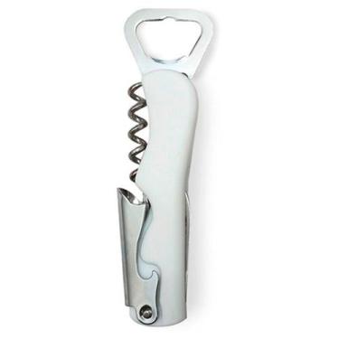 Imagem de Abridor de Garrafa e Saca Rolha 12cm Branco Multiuso - Nicobem