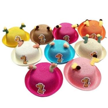 Imagem de Chapéu De Praia Palha Infantil Girafa Moda Verão Piscina Unissex - FG,