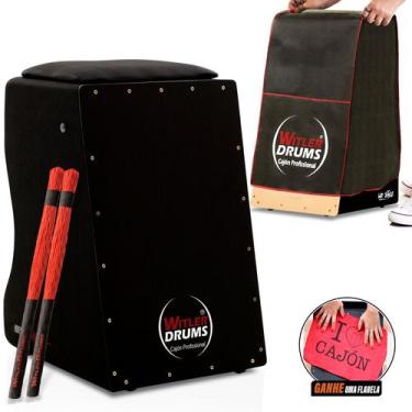 Imagem de Cajón inclinado elétrico  capa  vassourinhas  preto - g - WITLER DRUMS
