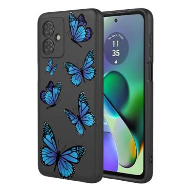 Imagem de HTXWXJC Capa de telefone para Moto G14, Motorola G14 XT2341 capa à prova de choque flexível bumper TPU capa macia padrão borboleta capa de telefone para Motorola Moto G14 borboleta preta