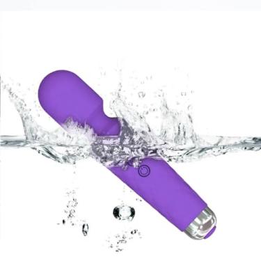 Imagem de Massageador Íntimo de Silicone Recarregável USB – Discreto e Seguro. Massageador Elétrico Portátil Varinha, 28 Modos de Vibração, 8 Níveis de Intensidade, Cabeça Flexível 360° Roxo.
