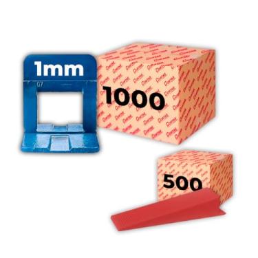 Imagem de Espaçador Nivelador Cortag 1,0 mm Eco C/ 1000 Pçs Cunhas Granel Nivelador Tradicional C/500 Pçs P/Azulejo Cerâmica Porcelanato Profissional - Azul