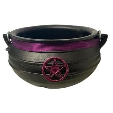 Imagem de Caldeirão da Bruxa Pentagrama  de Ferro Tripé  e Alça 750 ml - META AT