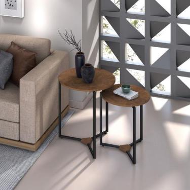 Imagem de 2 mesa lateral reforçada estilo industrial - Start-Home-Shop