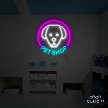 Imagem de painel letreiro led Neon Pet Shop decoracao festa bar - Neon Custom, M