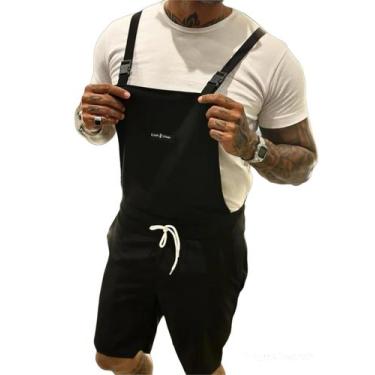 Imagem de Macacão jardineira curto masculino preto - EXALT URBAN