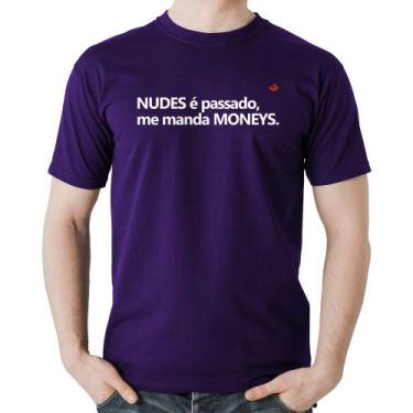 Imagem de Camiseta Algodão Nudes é passado, manda moneys - Foca na Moda, Roxo, G