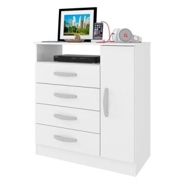 Imagem de Comoda Delta Quarto Com 4 Gavetas e 1 Porta - Atualle Móveis, Branco