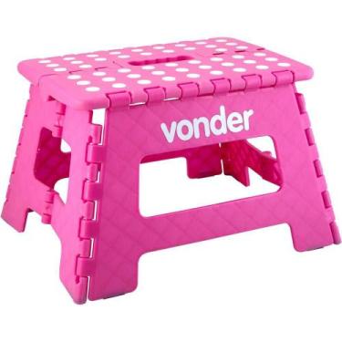 Imagem de Banqueta plástica dobrável, rosa, altura 220 mm, VONDER