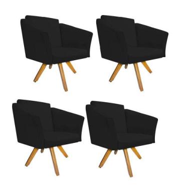 Imagem de Kit 04 Poltrona Cadeira Decorativa  Win Base Giratória Sala de Estar R