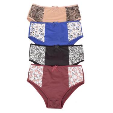 Imagem de Kit 3 Calcinhas Plus Size Cintura Alta Calçola Senhora Microfibra com 