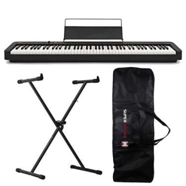 Imagem de Kit Piano Digital Casio CDP-S110 Bk 88 Teclas + Capa + Suporte X