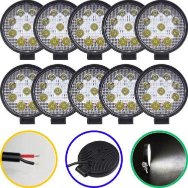 Imagem de Kit 10 Farolete Milha Redondo 27w 9 Leds Jeep Troller Univ - IMPERIAL 