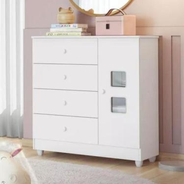 Imagem de Cômoda funcional quarto bebê organização 4 gavetas Branca - HOME AS, B