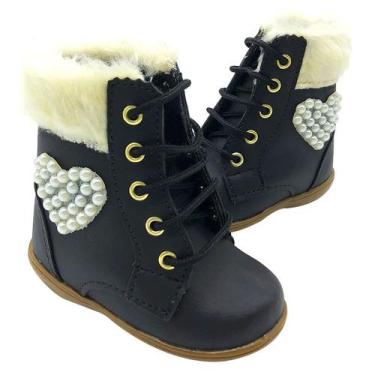 Imagem de Botinha Preta Lorena Sapatinho Infantil Feminino Menina Bebê, 21