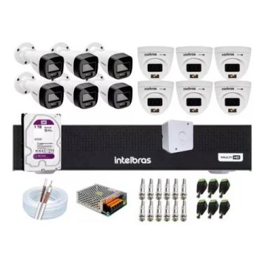 Imagem de Kit 12 Cameras Intelbras 3220 Full Color Com Microfone, Dvr 16ch Mhdx 