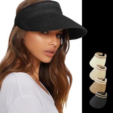 Imagem de Viseira Tiara Moda Praia Feminina Verão Esportiva Fitness PALHA Caminh