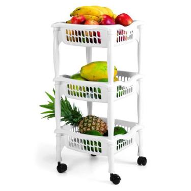 Imagem de Cesto Organizador Fruteira Média Empilhável 3 Andares Branco - Monte L