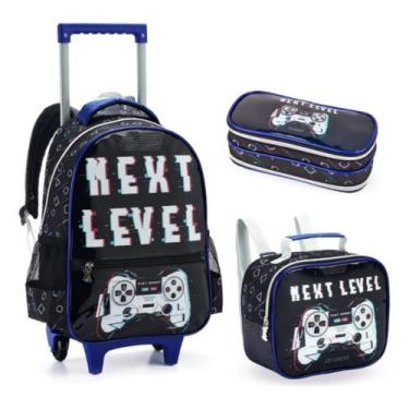 Imagem de Kit Mochila Escolar Rodinhas Meninos Game Next Level Grande - Denlex