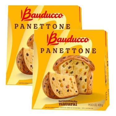 Imagem de 2 panetone bauducco frutas cristalizadas presente natal 400g