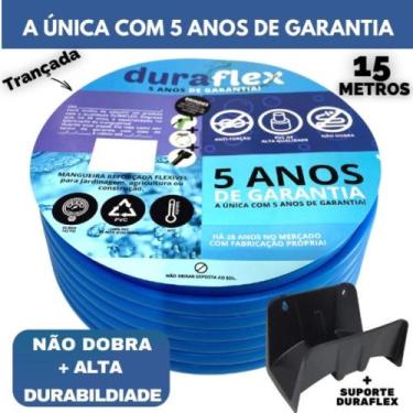 Imagem de Mangueira de Jardim 15 M Azul Chata + Suporte DuraFlex