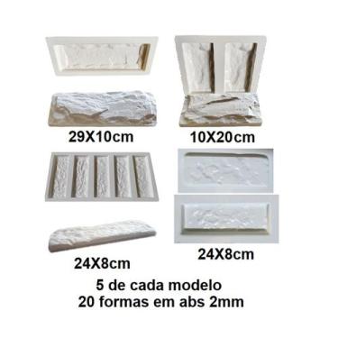 Imagem de 20 Fôrma Gesso 3d Tijolinho Pedra Rock Face Rústico Abs 2mm Molde para