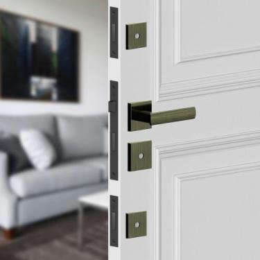 Imagem de Kit Fechadura Design Tetra Chave Roseta Quadrada 55mm Antique 841T817K