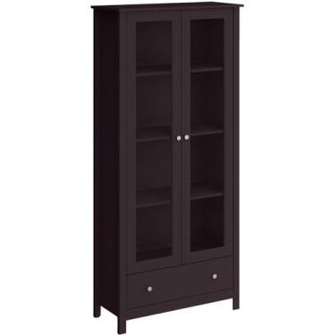 Imagem de Cristaleira 2 Portas Vidro 1 Gaveta 180x80 cm E954 Preto Dtall - Milan