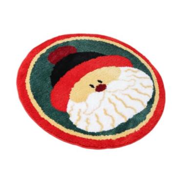 Imagem de IEUDNS Tapete de banho Tapete de banho de Natal Confortável Absorção de água Papai Noel Redondo Capacho Tapete de banheiro Tapete para chuveiro Banheira