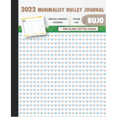 Imagem de 2022 Minimalist Bullet Journal/BUJO with Beautiful Gray and Blue Hearts in White Background Cover: Basic Bujo | Classic Bullet Journal Help You ... And Dotted Pages | 240 Pages | 7.5 * 9.25