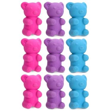 Imagem de iscream Yummy Gummys Conjunto de 9 peças de borracha 3D Gummi Bear em mini lata - rosa, roxo e azul
