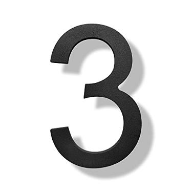 Imagem de Números de casa de aço inoxidável - Número de endereço residencial flutuante de 15 cm de altura, à prova de ferrugem, acabamento preto elegante (número 3)