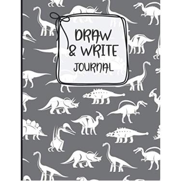Imagem de DRAW & WRITE Journal: Childrens Sketch Book for Drawing Practice Great Art Gift - Primary Draw & Write - Storybook - Diary (Journals for Kids) - Cute Dinosaurs silhouette