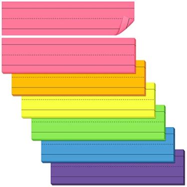 Imagem de Tiras de frase com 150 folhas para professores, tiras pautadas para frases de aprendizagem, 7,6 x 30,4 cm para material de escritório escolar, 6 peças (cor sortida)
