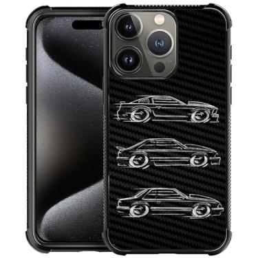 Imagem de CARLOCA Capa compatível com iPhone 16 Pro Max, preto e branco, design de carro, arte moderna, design para meninas, à prova de choque, antiarranhões, capa traseira de policarbonato rígido para iPhone
