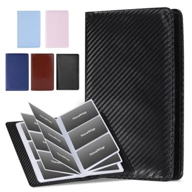 Imagem de Porta-cartões de visita com 300 páginas, porta-cartões de presente de 50 páginas, carteira organizadora de cartões de crédito profissional de couro PU, capas de pasta de folhetos portáteis,