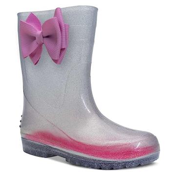 Imagem de Galocha Infantil Impermeável Nº 25 Ao 32 Bota Feminina Laço 09.21 (Glitter Prata, BR, Criança de 4 a 8 anos, Numérico, 32)