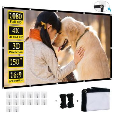 Imagem de Tela de projeção XINLEMY 150 polegadas 4K 16:9 HD dobrável