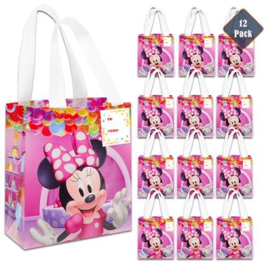 Imagem de Conjunto de sacolas de lembrancinhas de festa Minnie Mouse – Pacote com 12 sacolas de lembrancinhas de festa Minnie Mouse de 20 cm para crianças | Artigos de festa de aniversário Disney
