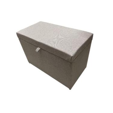 Imagem de Puff Baú Estofado Retangular C/ Pistão á Gás Em Linho - Fendi - NEGROM