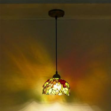 Imagem de Candelabro de vidro colorido europeu Lâmpada pendente criativa vintage Casa Restaurante Bar Hotel Corredor Quarto Cabeça de cama Lâmpada pendente (F D20CM)