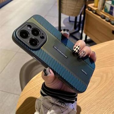 Imagem de VFDHN Capa de telefone com textura de fibra de carbono para iPhone 12 13 14 15 16Pro Max, capa de telefone com cor gradiente para IPHON 14 Pro 15 16 Promax, verde, para iPhone 16