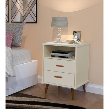 Imagem de Mesa de Cabeceira Quarto Mesinha Apoio Lateral Cama Box Casal Estilo D
