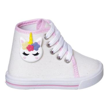 Imagem de Tênis Cano Alto Infantil para Meninas Delicado com Desenho Unicornio -