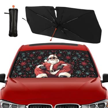 Imagem de Guarda-sol de pára-brisa de Natal guarda-chuva dobrável para carro guarda-sol capa de para-sol bloqueio UV janela frontal de carro para-sol capas de para-brisa para caminhões carros, sedan, SUV 144,8