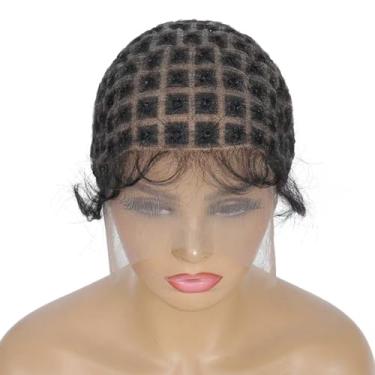 Imagem de Toucas de peruca trançada com cabelo de bebê, touca dupla de crochê com nós naturais para fazer peruca trançada sem cola frontal para cabelo de crochê quadrado respirável (1B, 95 nós)
