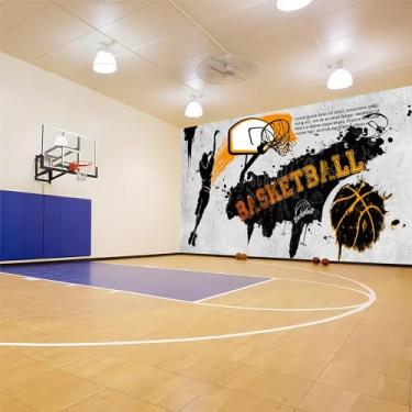 Imagem de Lcythiazole Mural de papel de parede de tamanhos personalizados, mural de papel de parede estilo grafite preto e branco, para meninos, quarto, sala de estar