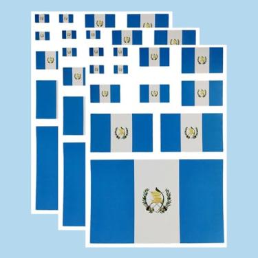 Imagem de Ruoming Ruoming Conjunto de adesivos de bandeira nacional de 3 peças, vários tamanhos, 3 folhas (Guatemala)