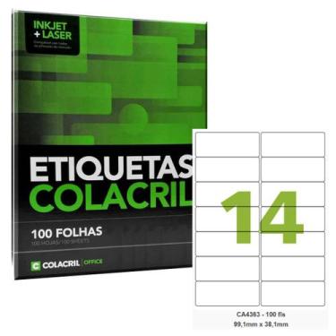 Imagem de Etiqueta Adesiva A4 CA4363 99,1 x 38,1 mm 100 Folhas Colacri - ColaCri